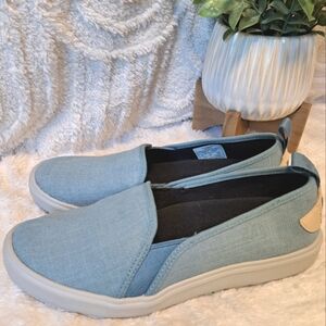 NEW Merrell Around Town Ada Moc Sneakers Canvas Slip On Blue Shoes Women's Sz 7